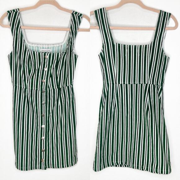 Urban Outfitters Sleeveless Striped Corduroy Snap Front Mini Jumper Dress Size 0 - Picture 2 of 15